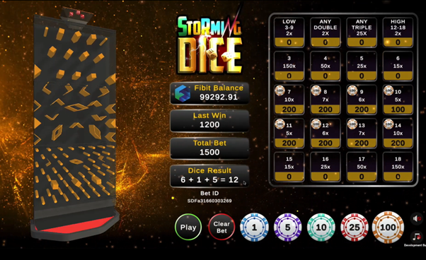 Bảng thanh toán tiêu chuẩn của Lightning Dice