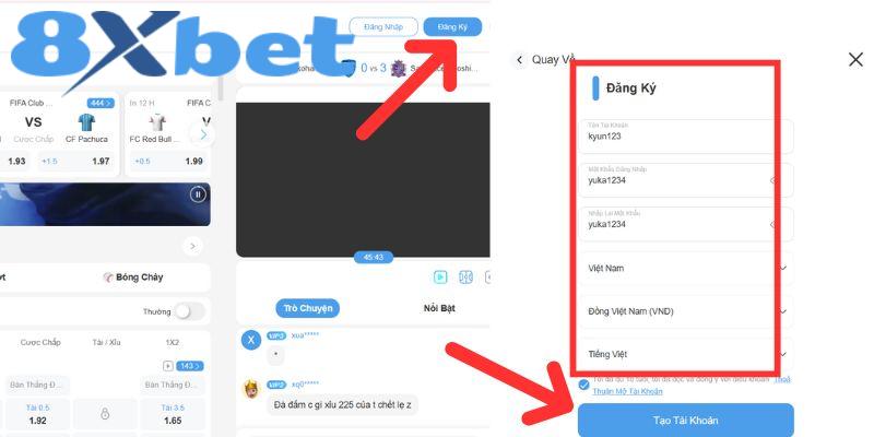 Từng bước để đăng ký 8xbet chính thức