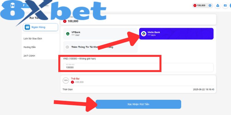 Bạn chỉ cần xác nhận là hoàn tất rút tiền 8xbet
